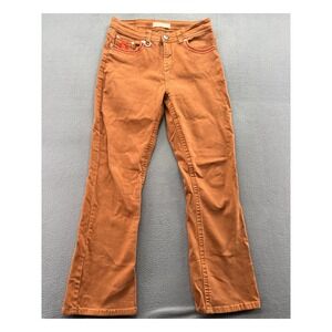 Western Blue Jeans Rust Orange Embroidered Bootcut Size 11 Cowgirl Boho Mid Rise